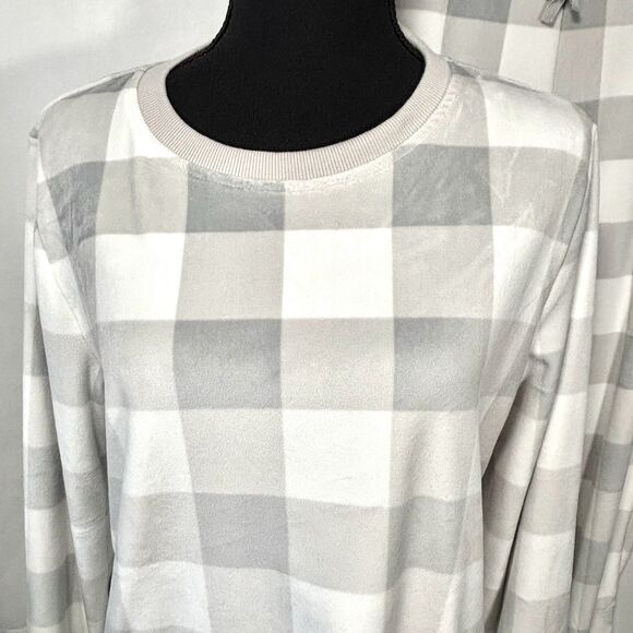 2 Pc Rachel Zoe Pajama Set Gray Plaid Velour Plush Jogger Style Pants - Picture 5 of 12